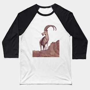 Mountain Goat on the rocks Baseball T-Shirt